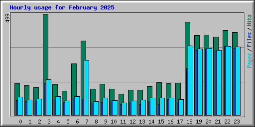 Hourly usage for February 2025